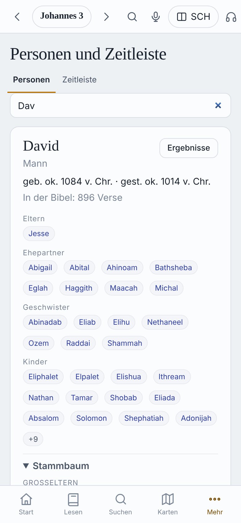 David: Eltern, Frauen, Kinder