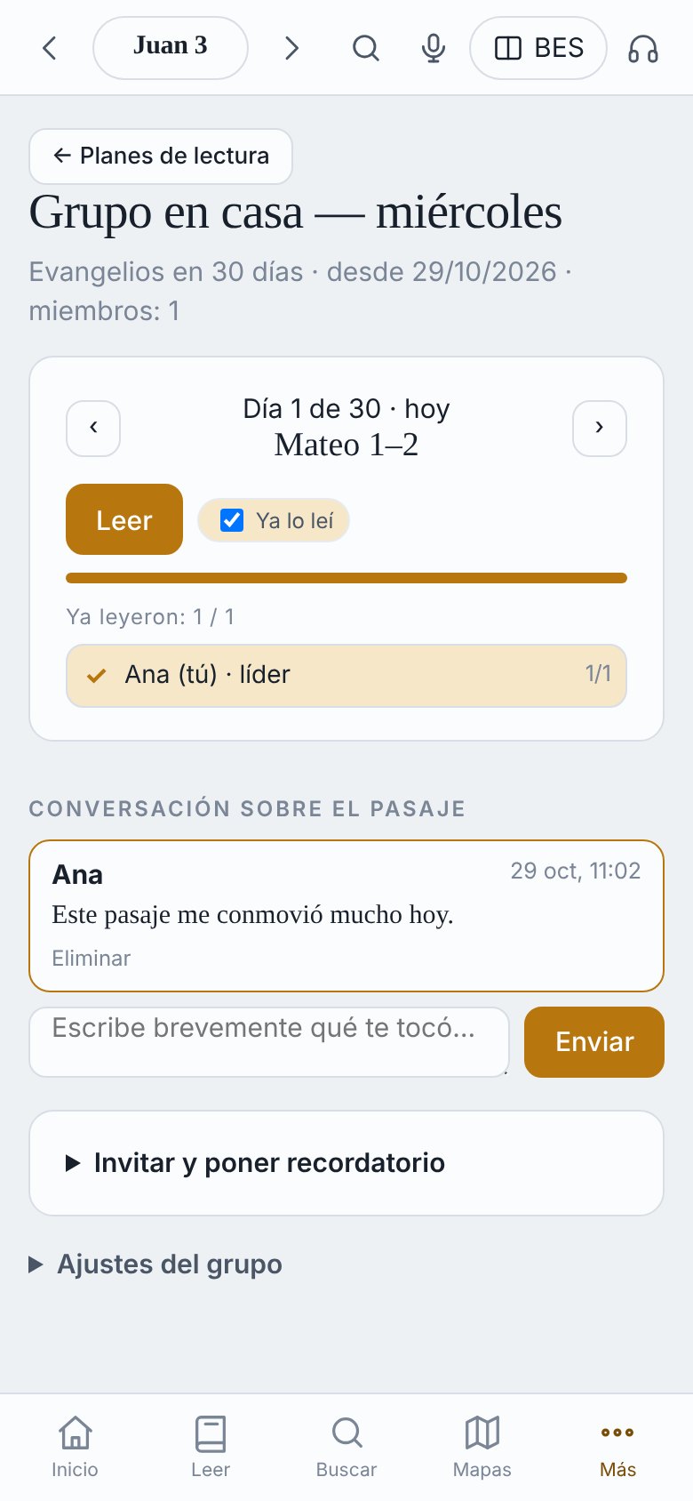 Grupo de lectura: día 1 de 30, quién ha leído, conversación