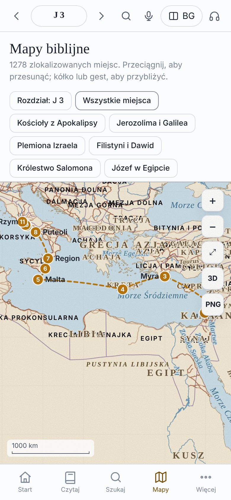 Mapa podróży Pawła do Rzymu